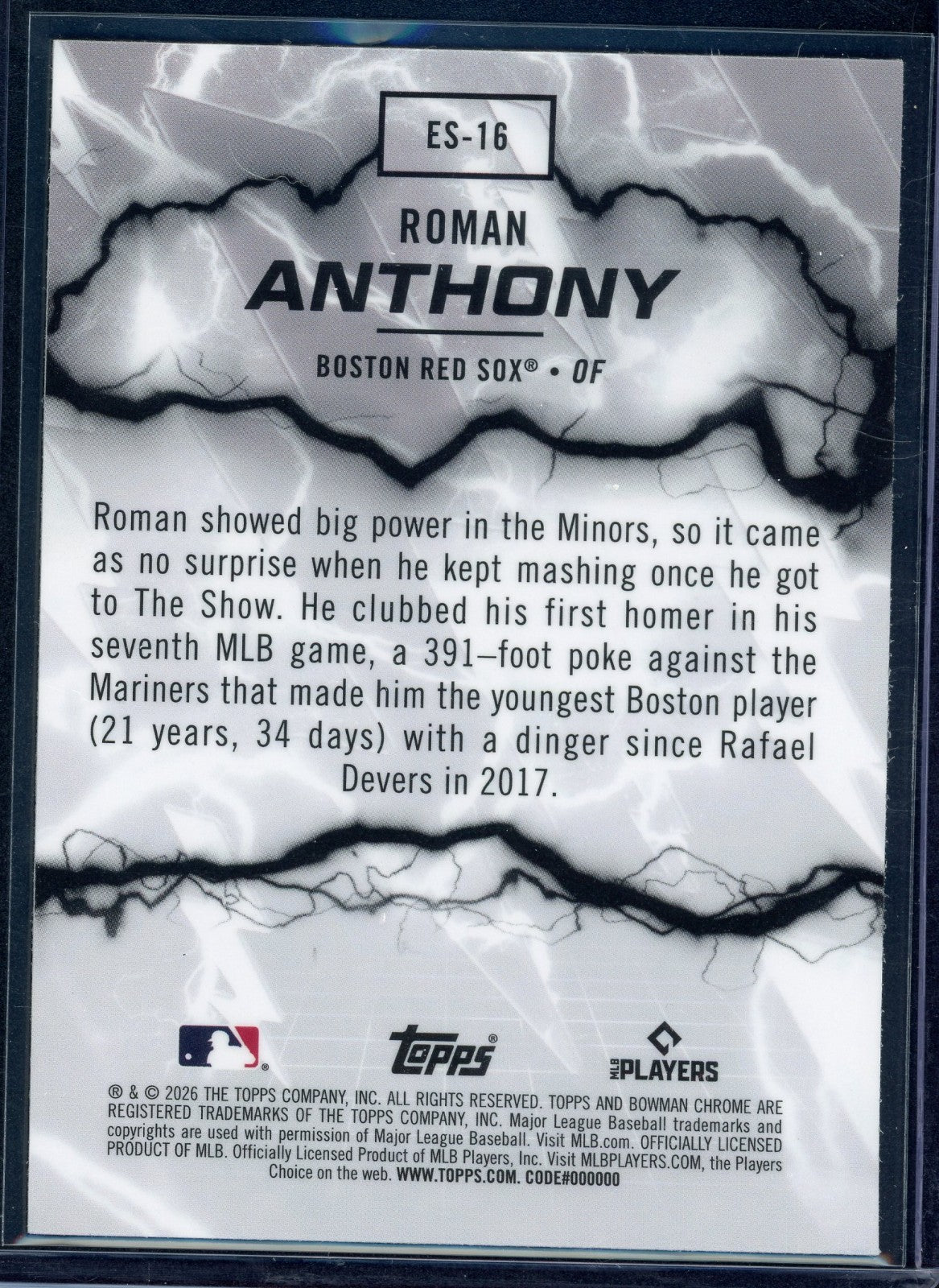 2026 Bowman Chrome Electric Sluggers Roman Anthony #ES-16