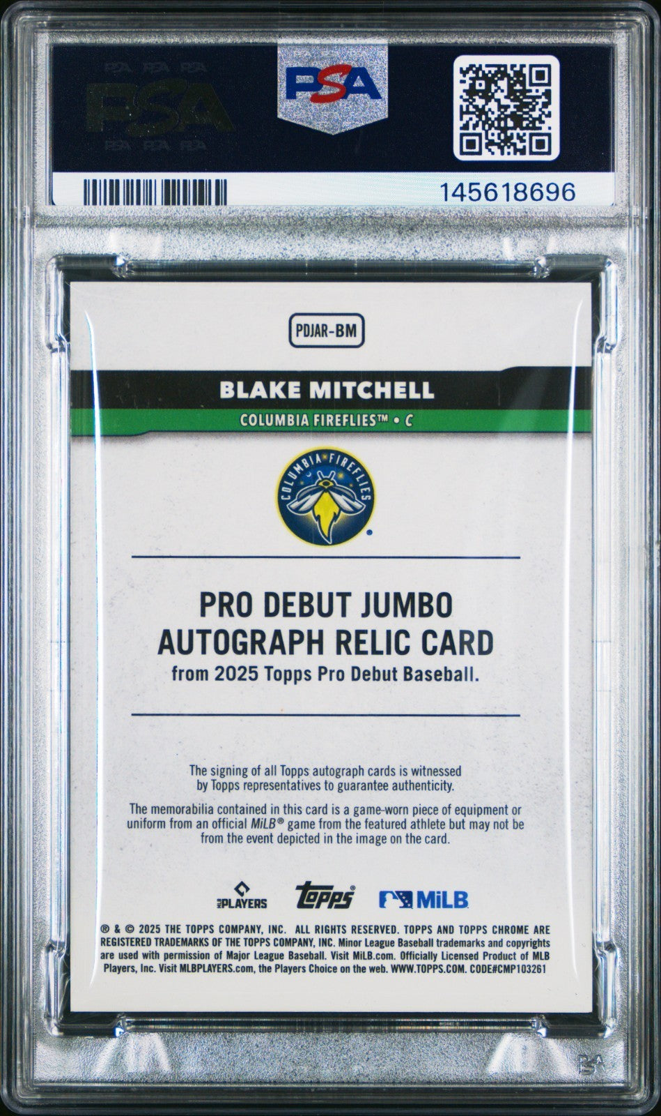 2025 Topps Pro Debut - Pro Debut Jumbo Relic Autographs Brock Wilke PSA 9