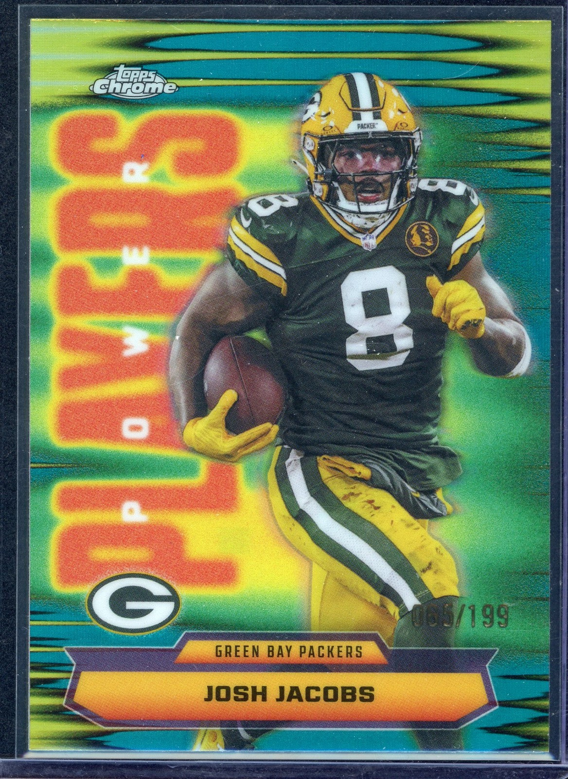 2025 Topps Chrome Football Josh Jacobs PP-20 Power Players 065/199