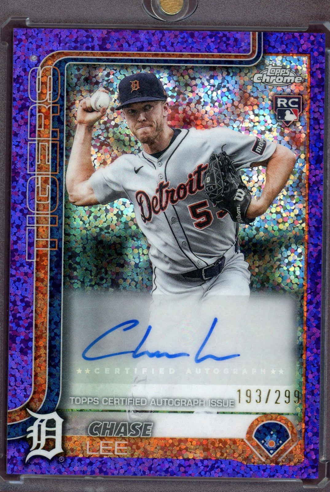 2025 Topps Chrome Update Chase Lee #AC-CLE Rookie Auto Purple Refractor /299 RC
