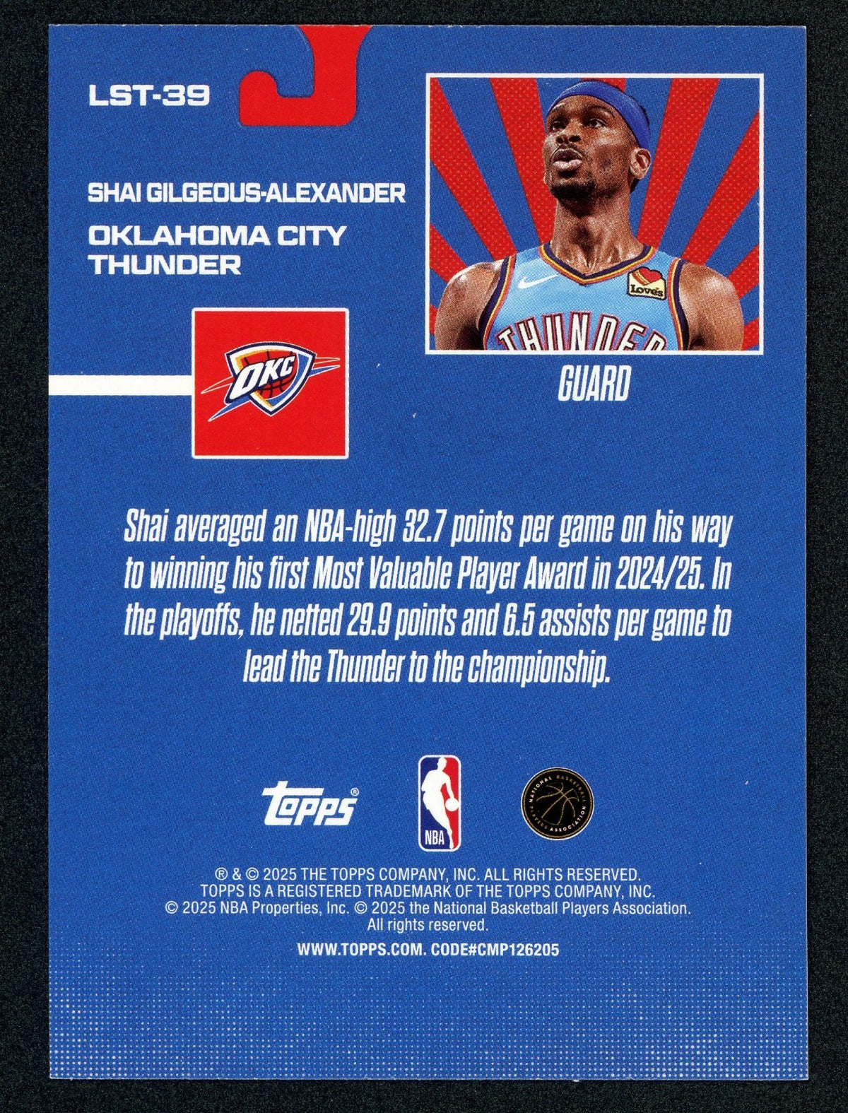 2025-26 Topps - Limited Stock Legends Shai Gilgeous-Alexander #LST-39