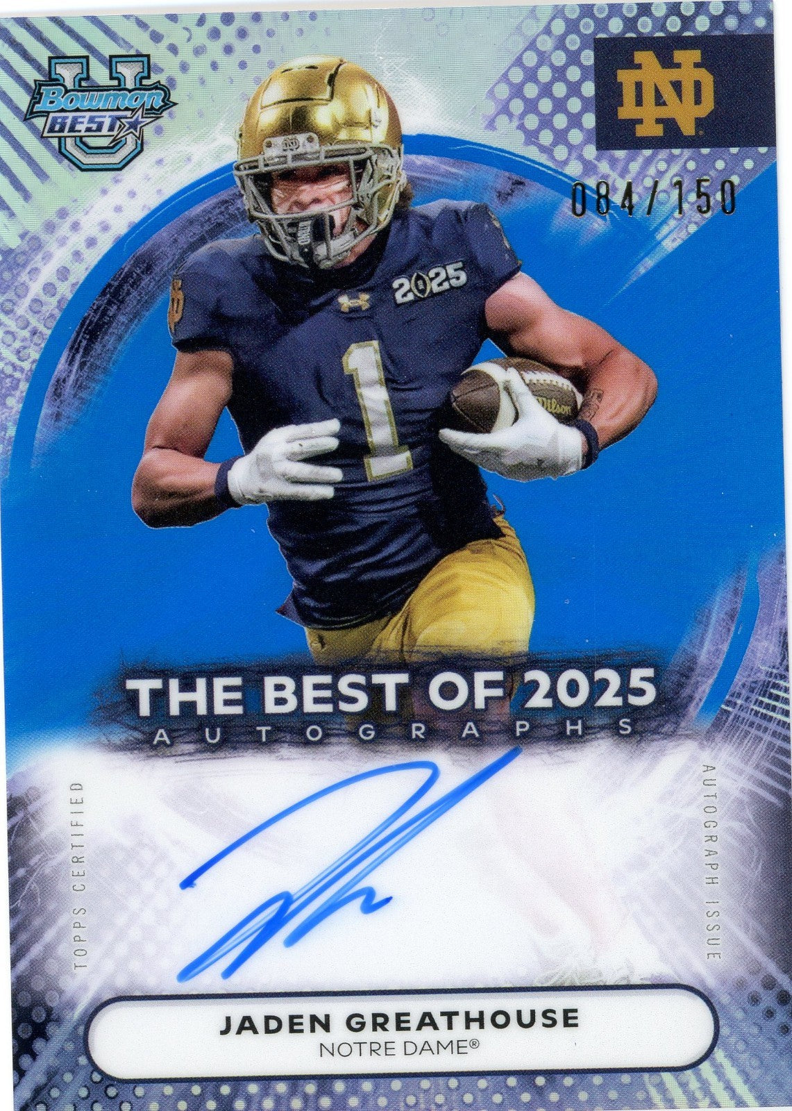 2025 Bowman's Best University - Best of 2025 Autographs Jaden Greathouse /150