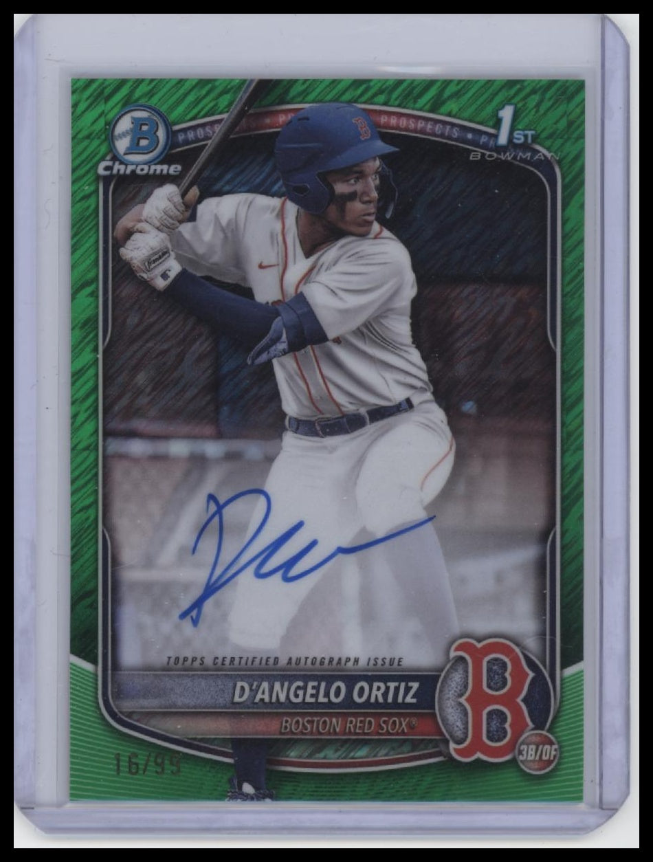 2025 Bowman #CPA-DO D'Angelo Ortiz Chrome Autographs Green Grass Refractor #/99