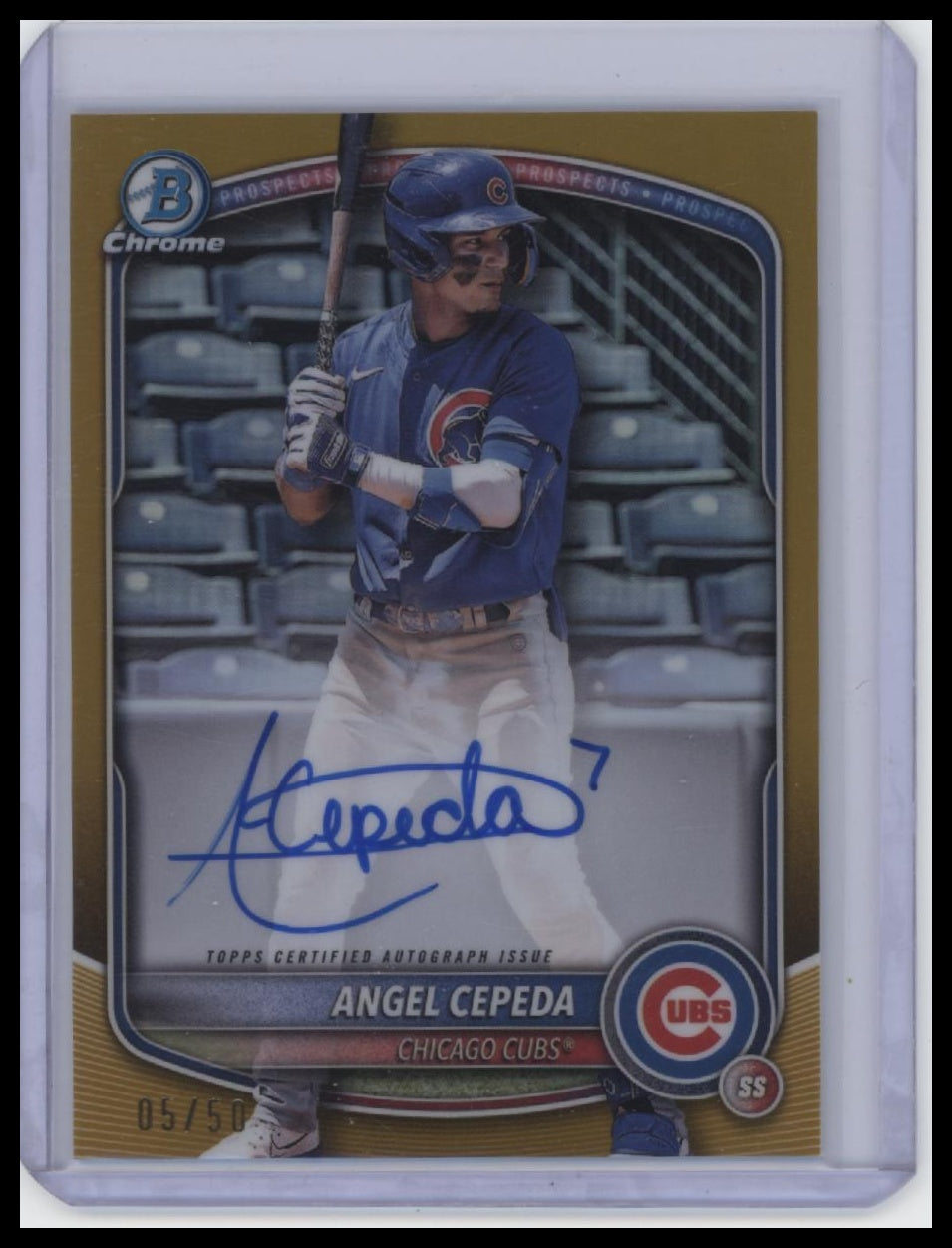 2025 Bowman Chrome #CPA-AC Angel Cepeda Prospect Autographs Gold  /50