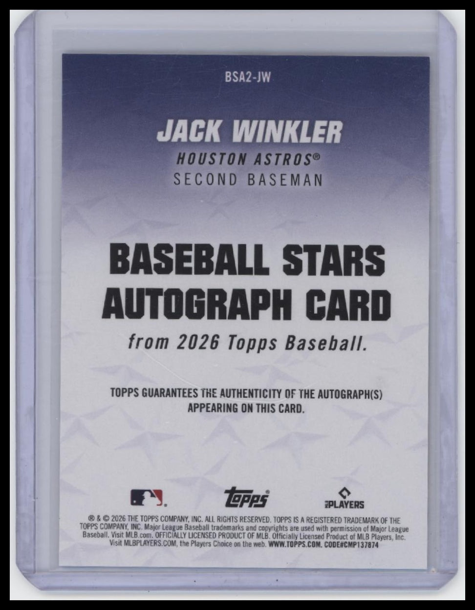 2026 Topps #BSA2-JW Jack Winkler Baseball Stars Autographs (Series Two)