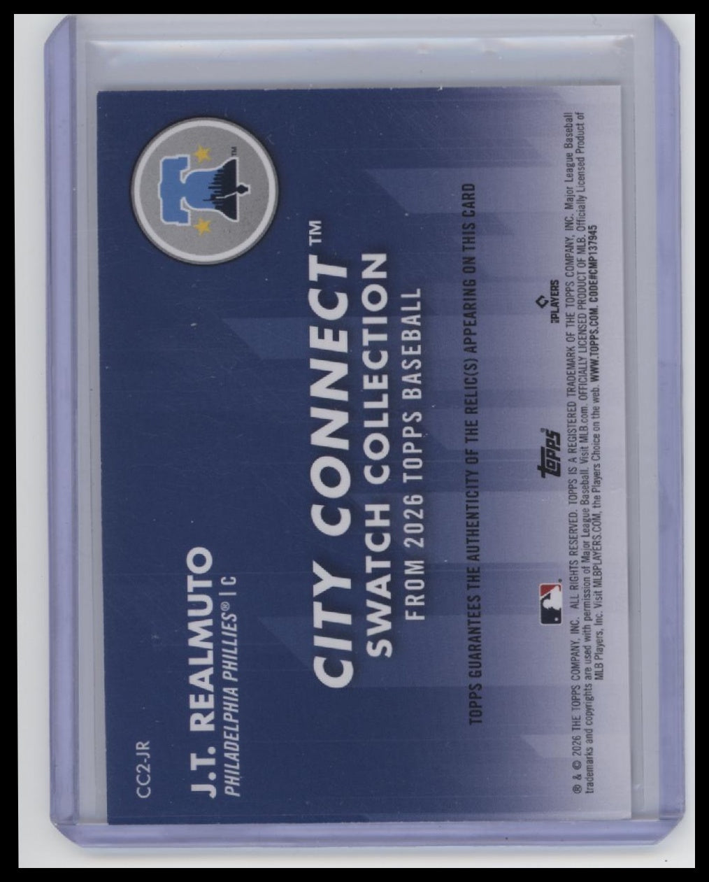 2026 Topps #CC2-JR J.T. Realmuto City Connect Swatch Collection Relics