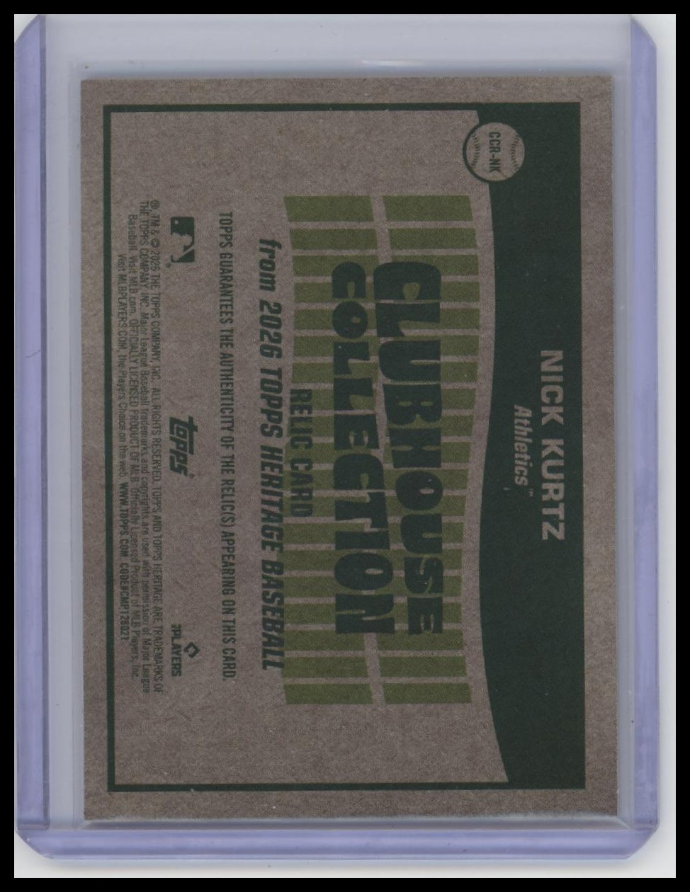 2026 Topps Heritage #CCR-NK Nick Kurtz Clubhouse Collection Relics