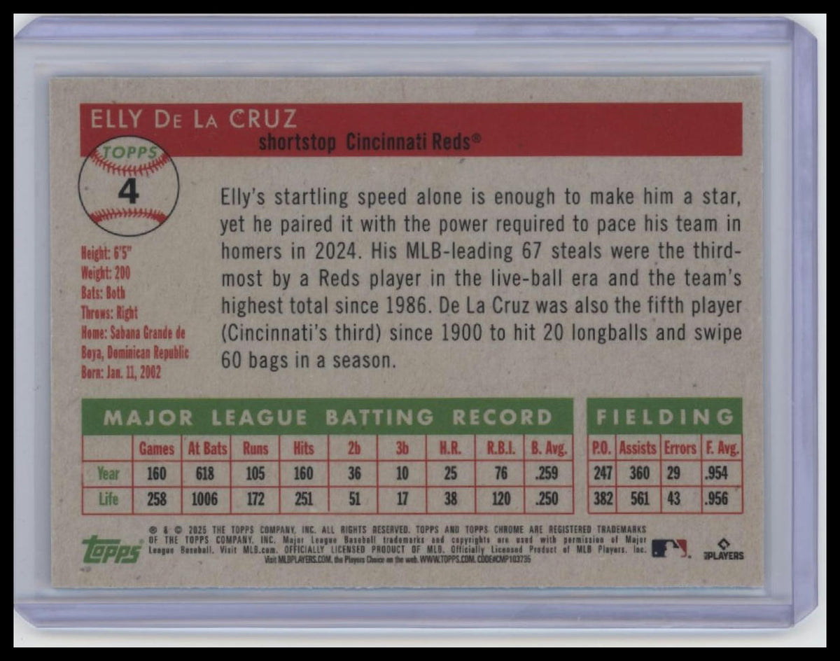 2025 Topps Chrome Platinum #4 Elly De La Cruz Green Vibrations Refractors