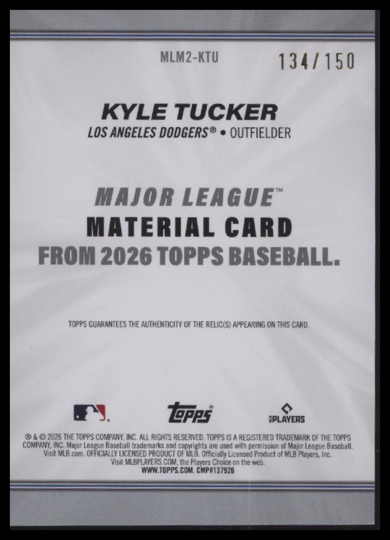 2026 Topps #MLM2-KTU Kyle Tucker Major League Materials Relics Blue /150