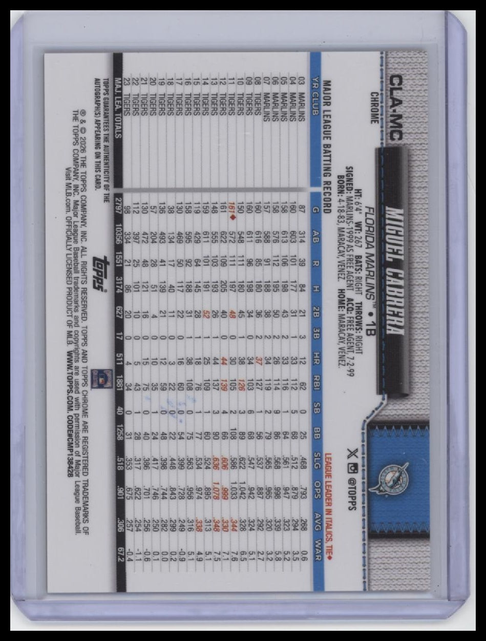 2025 Topps Chrome #CLA-MC Miguel Cabrera Chrome Legends Autographs /50