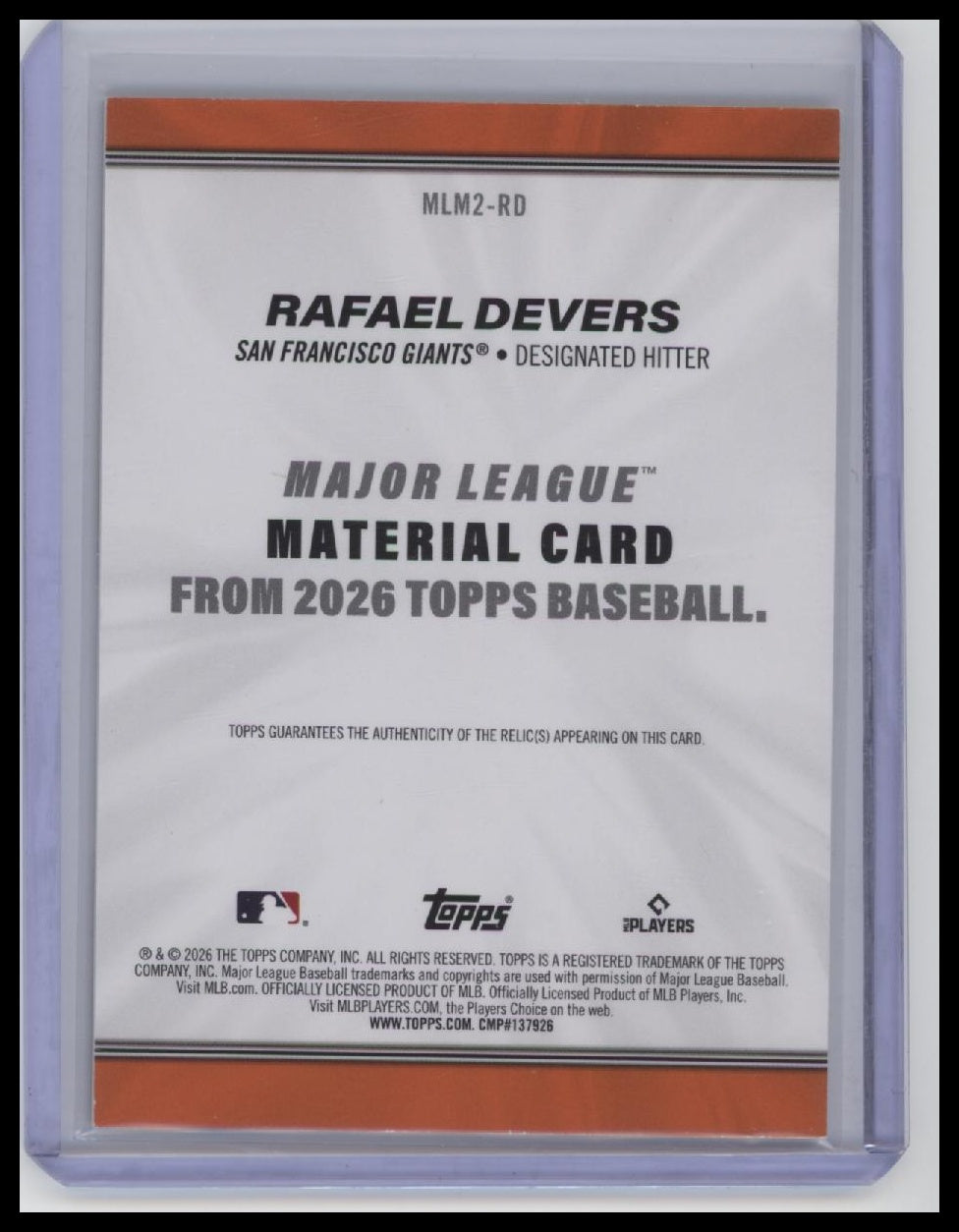 2025 Topps #MLM2-RD Rafael Devers Major League Material Relics (Series Two)