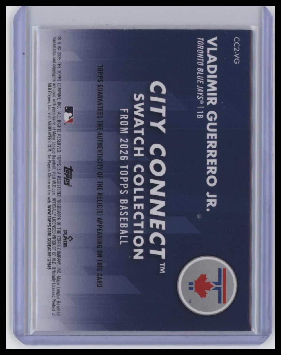 2025 Topps #CC2-VG Vladimir Guerrero Jr. City Connect Swatch Relics (Series Two)