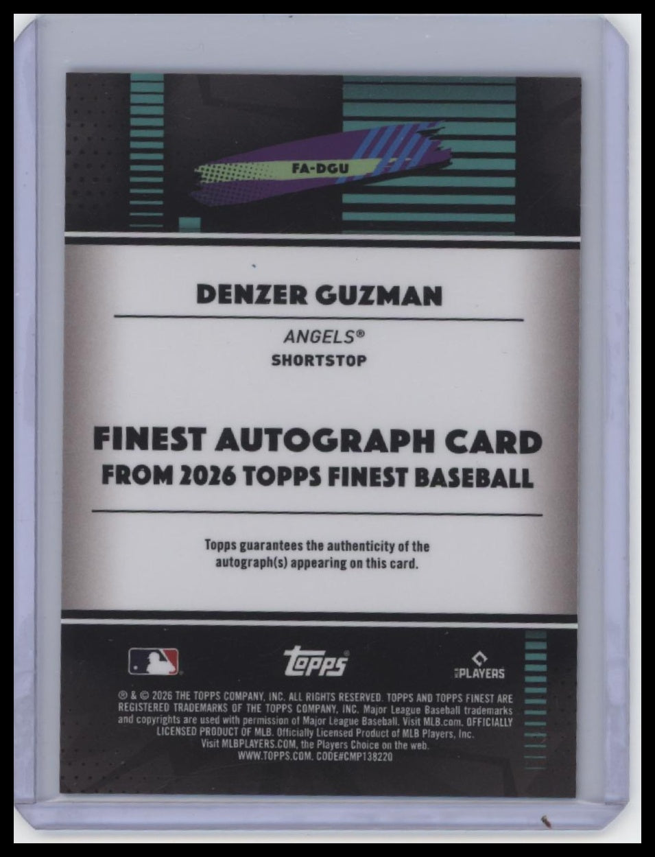 2026 Finest #FA-DGU Denzer Guzman Finest Autographs Gold Refractors /50