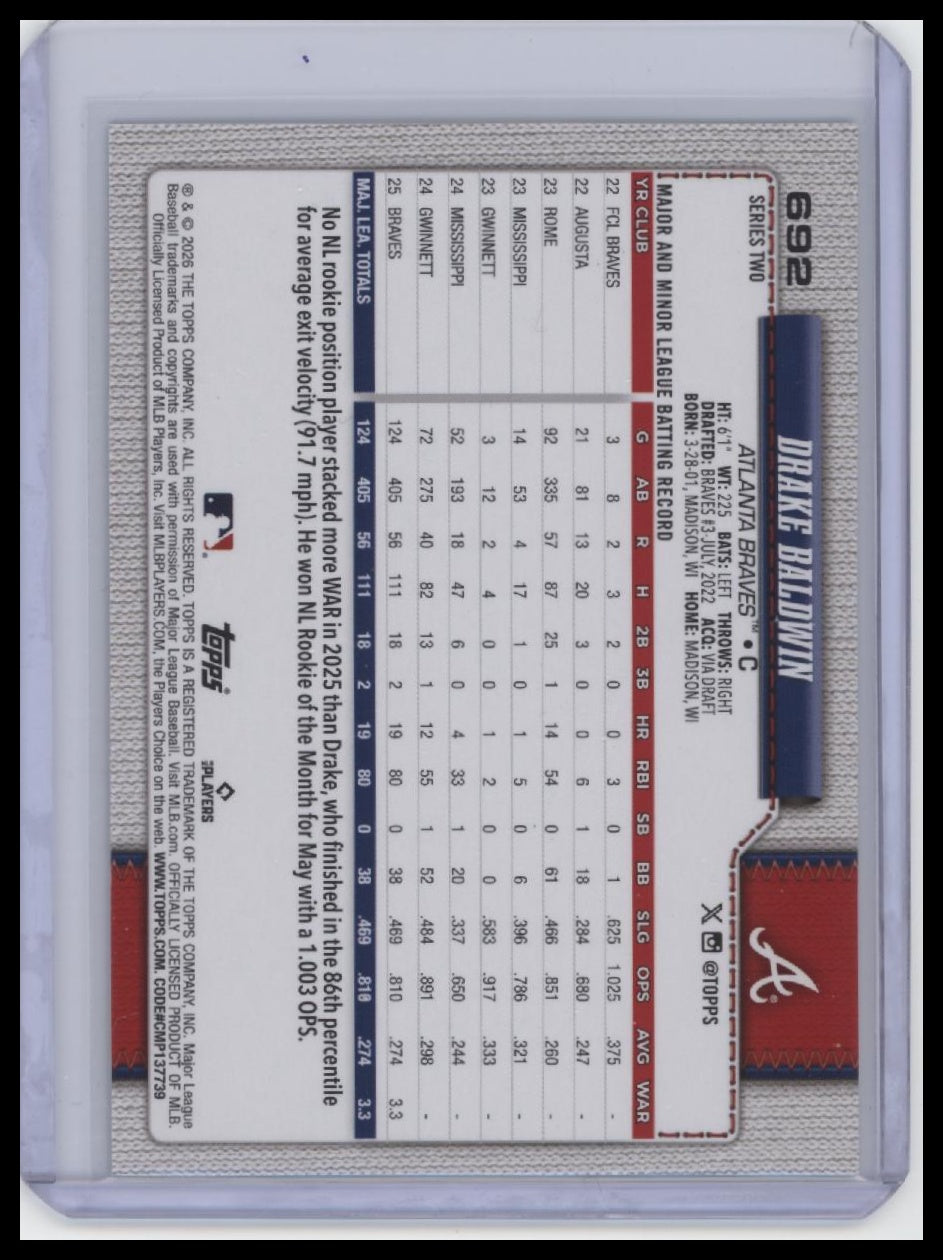 2026 Topps #692 Drake Baldwin Big Apple Foil Fanatics Fest.