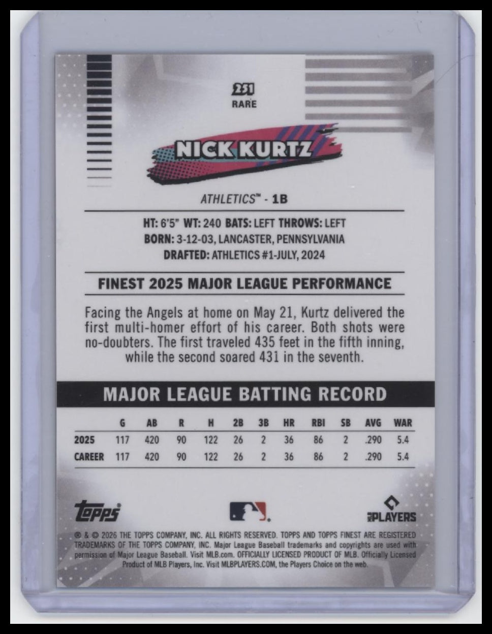 2026 Finest #251 Nick Kurtz Geometric Refractors