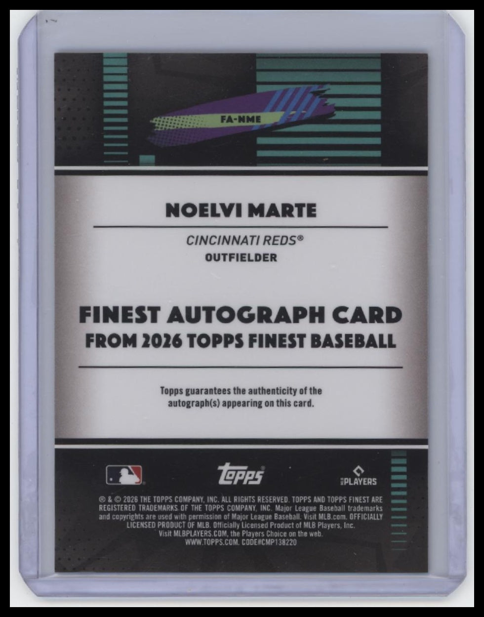 2026 Finest #FA-NME Noelvi Marte Finest Autographs Blue Refractors #/150