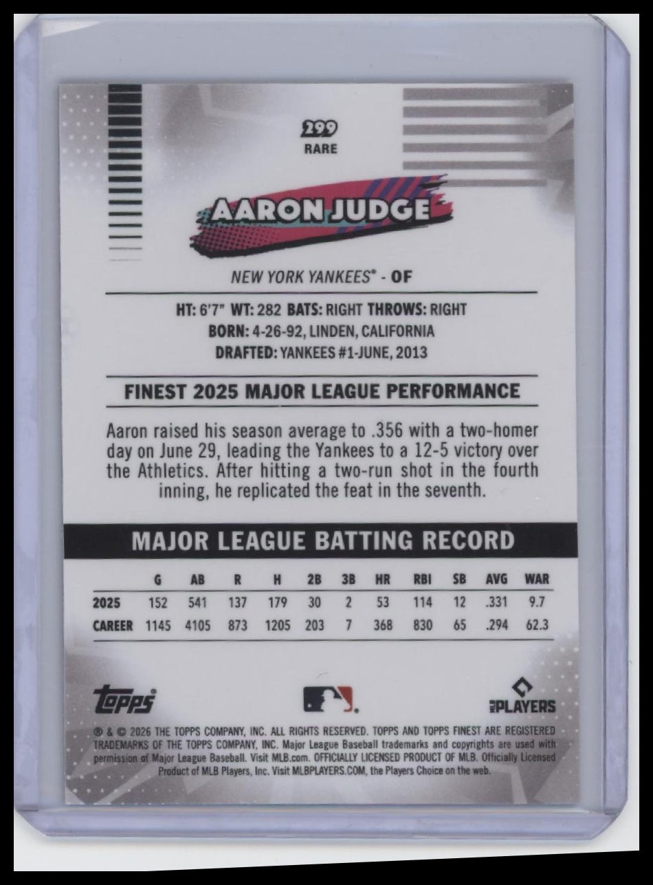 2026 Finest #299 Aaron Judge X-Fractors