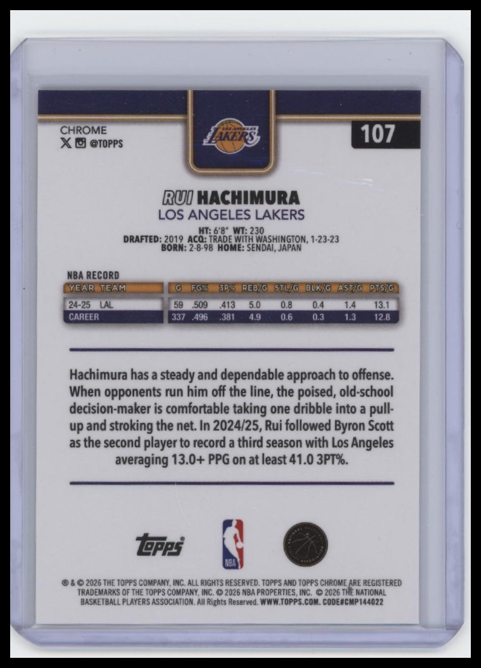 2025-26 Topps Chrome #148 Rui Hachimura Yellow Raywave #/275