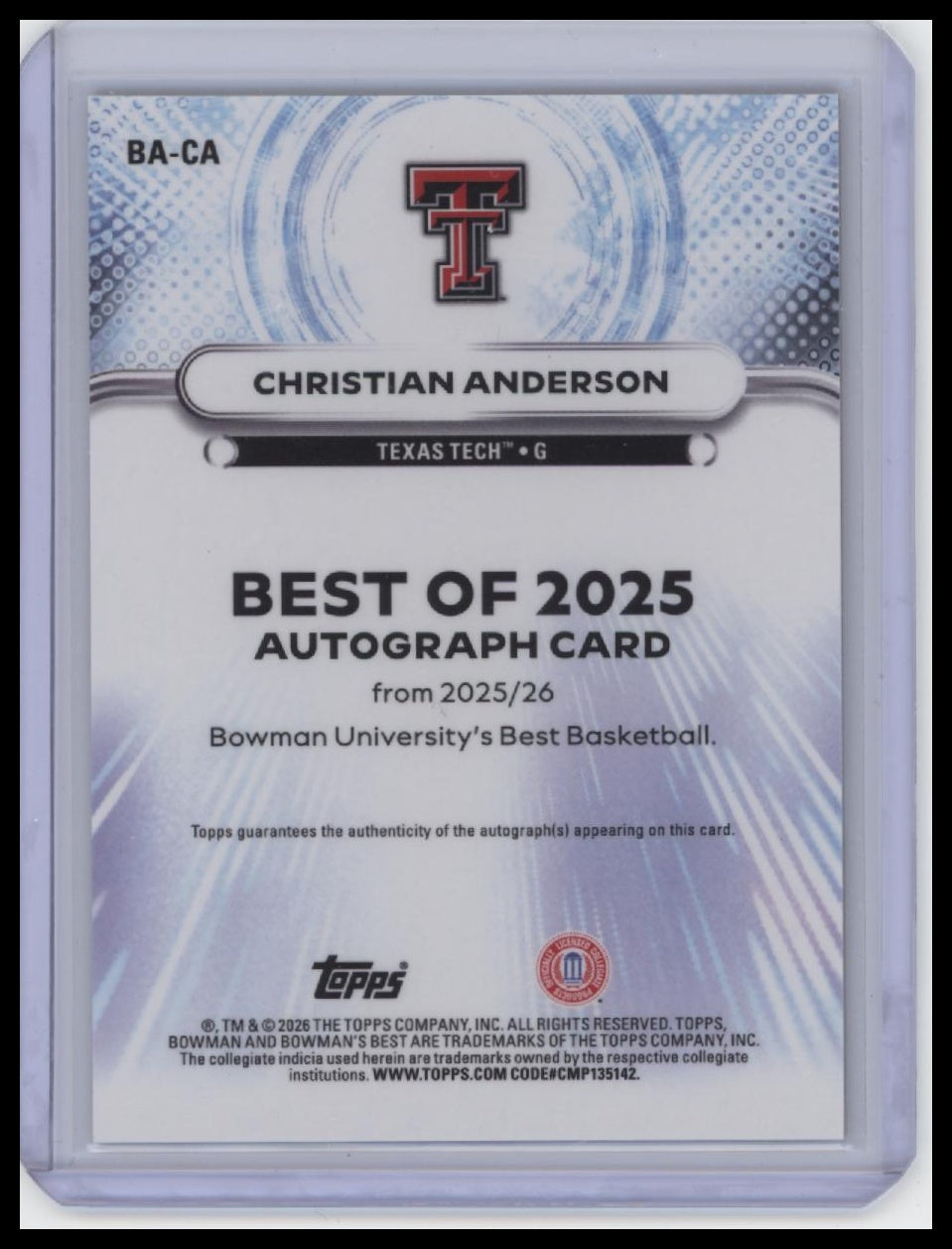 2025-26 Bowman's Best University #BA-CA Christian Anderson (AU)