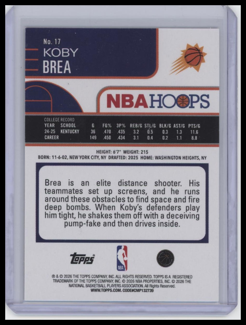 2025-26 Hoops #17 Koby Brea