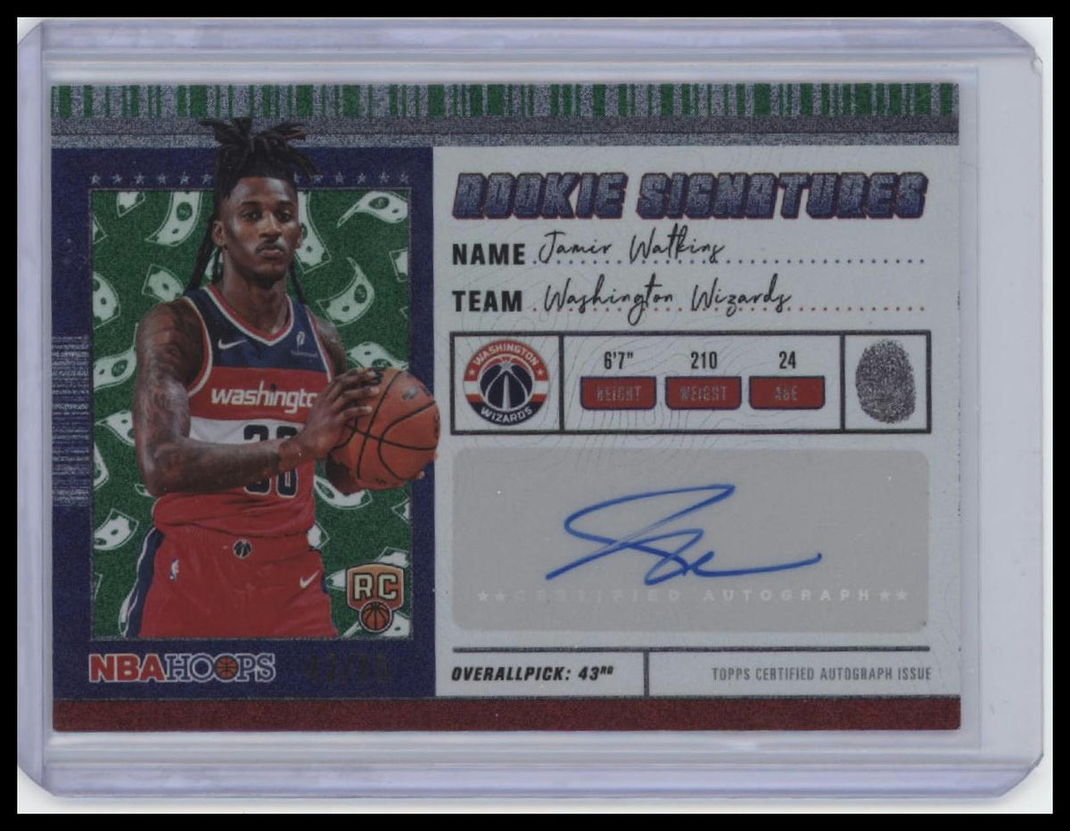 2025-26 Hoops #HRS-JW Jamir Watkins Signatures  Green #/75 (AU, RC).
