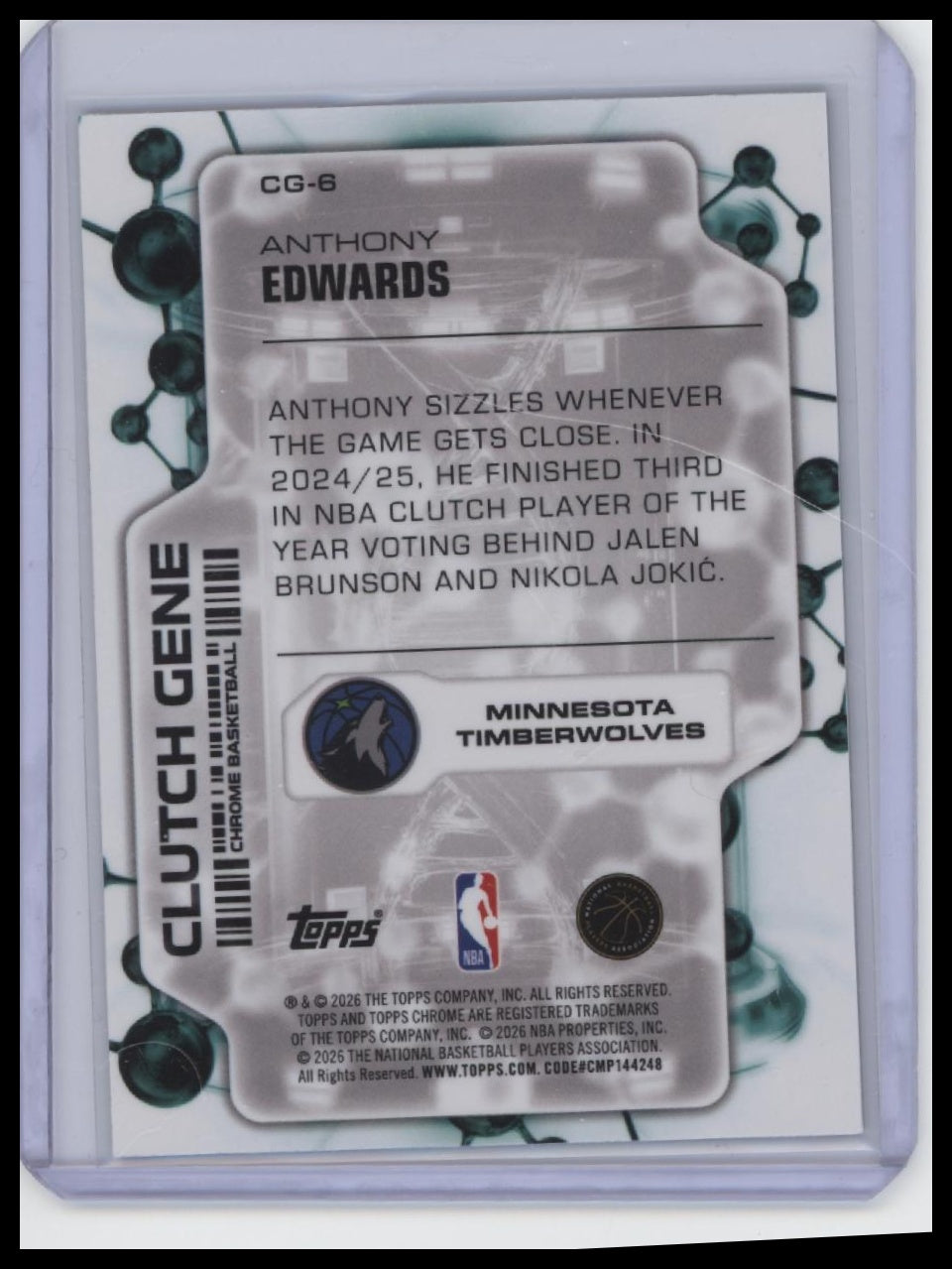 2025-26 Topps Chrome Update #CG-6 Anthony Edwards Clutch Gene