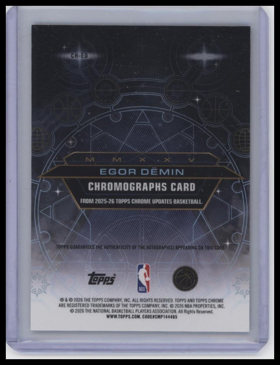 2025-26 Topps Chrome Update #CH-ED Egor Dëmin (AU, RC).