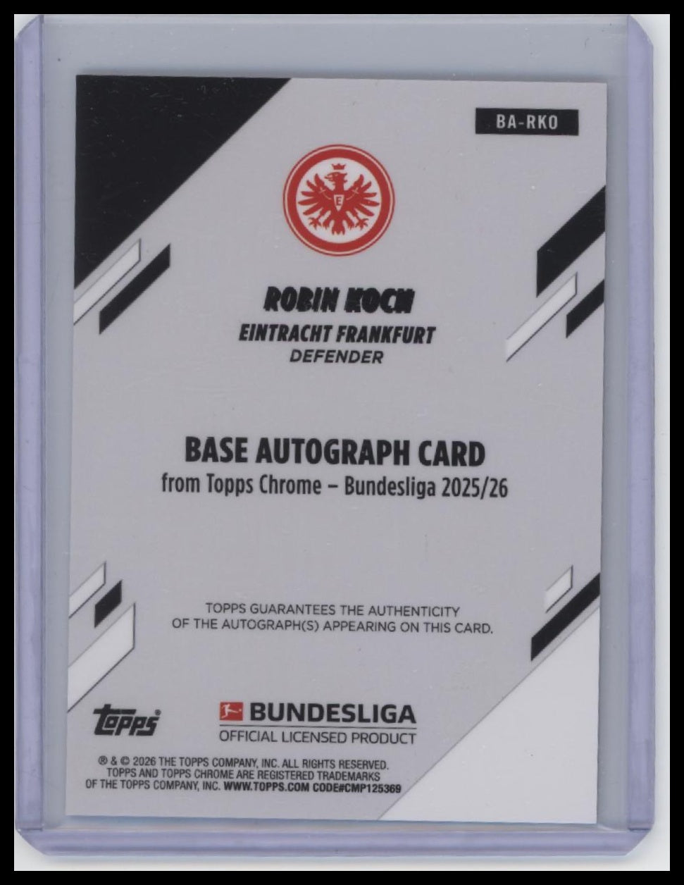 2025-26 Topps Chrome #BA-RKO Robin Koch Base Autographs ToppsFractor  /52