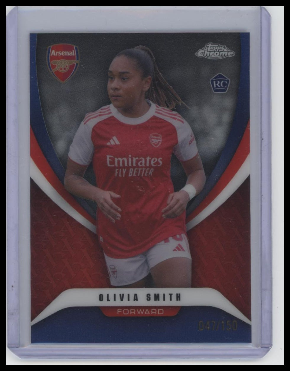 2025-26 Topps Chrome Arsenal #33 Olivia Smith Arsenal Blue Refractor  /150
