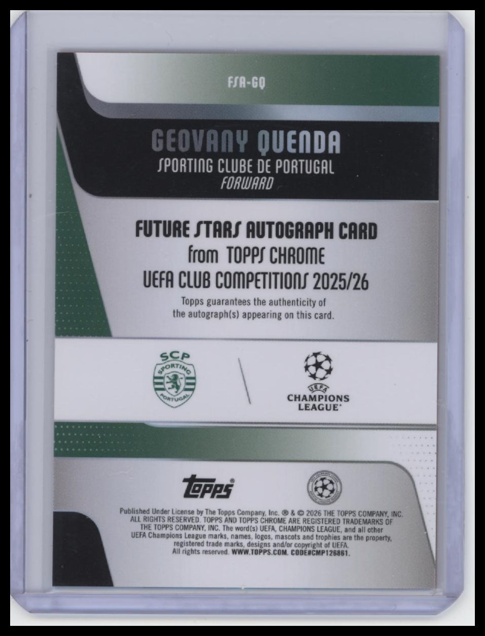 2025-26 Topps Chrome UEFA FSA-GQ Geovany Quenda  Auto Orange/25 (AU,RC)