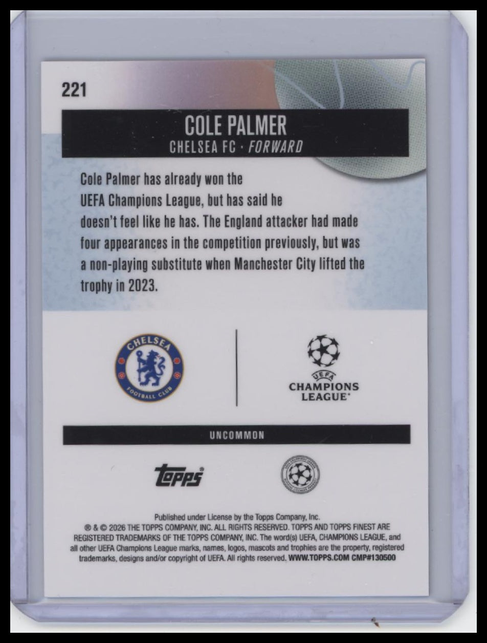 2025-26 Finest UEFA Club Competitions #221 Cole Palmer Purple Checkerboard /99