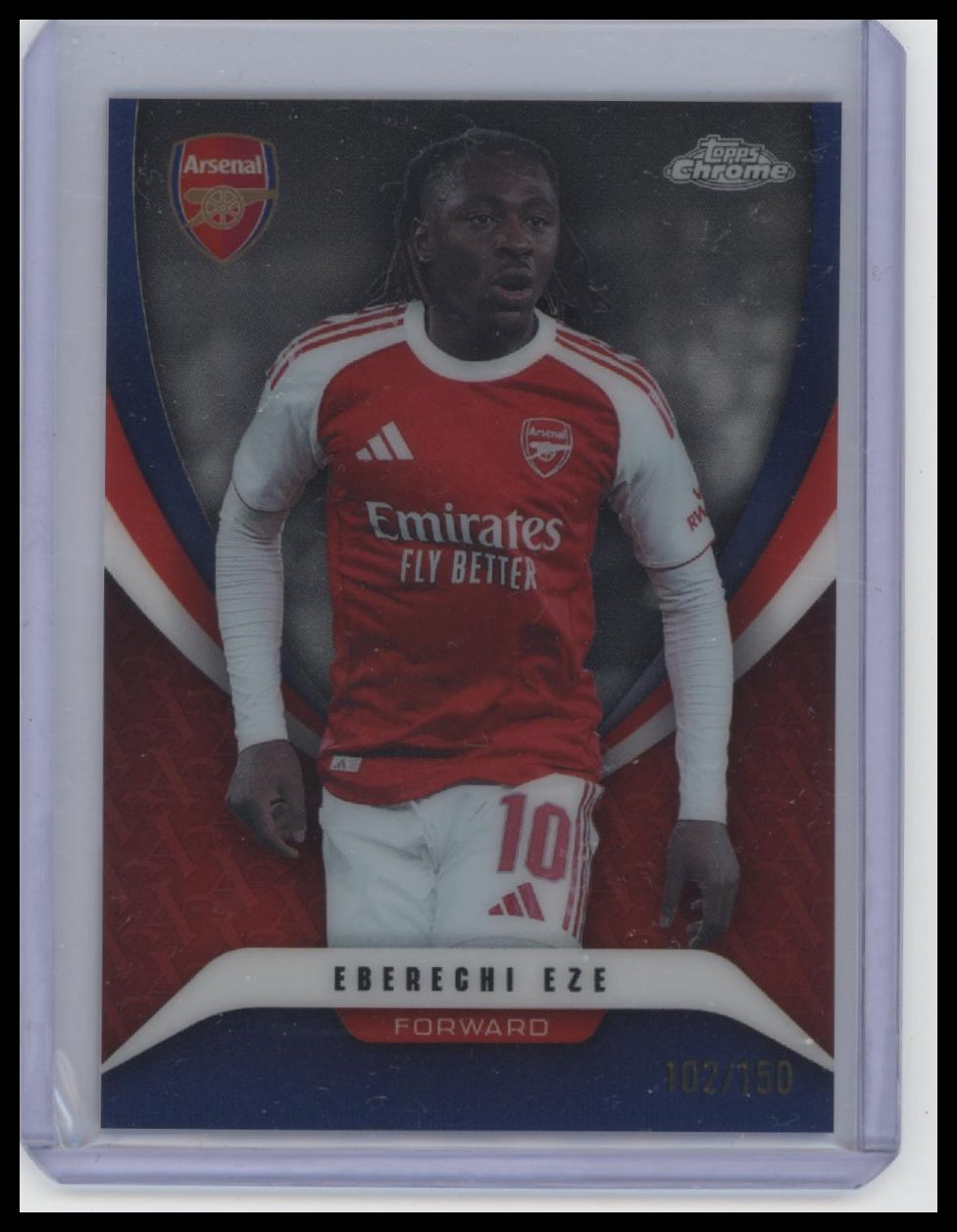 2025-26 Topps Chrome Arsenal #13 Eberechi Eze Arsenal Blue Refractor #/150