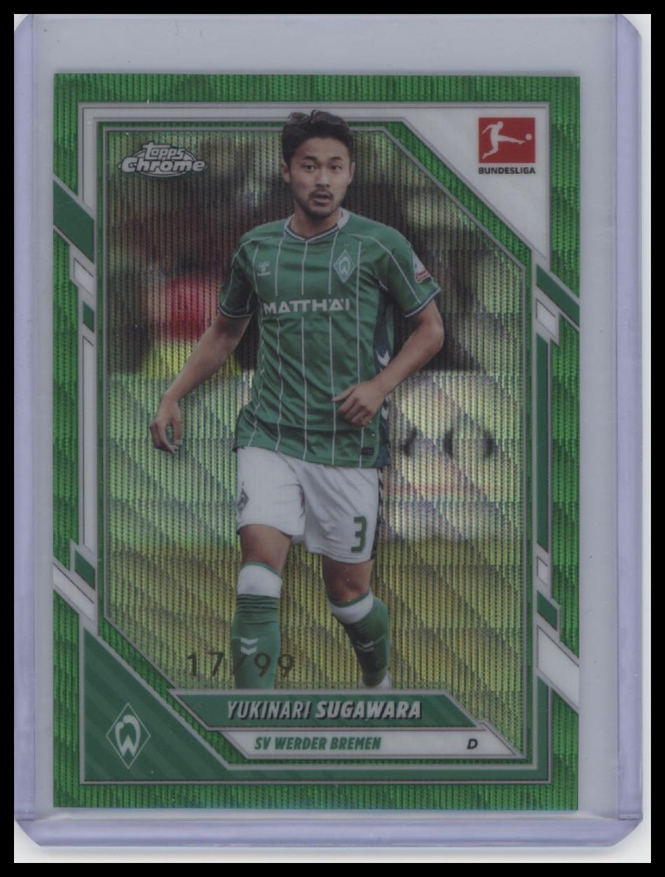 2025-26 Topps Chrome Bundesliga #12 Yukinari Sugawara Green Wave Refractor #/99
