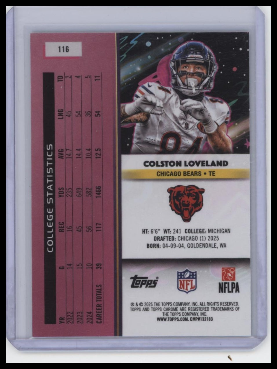 2025 Topps Chrome Cosmic #116 Colston Loveland
