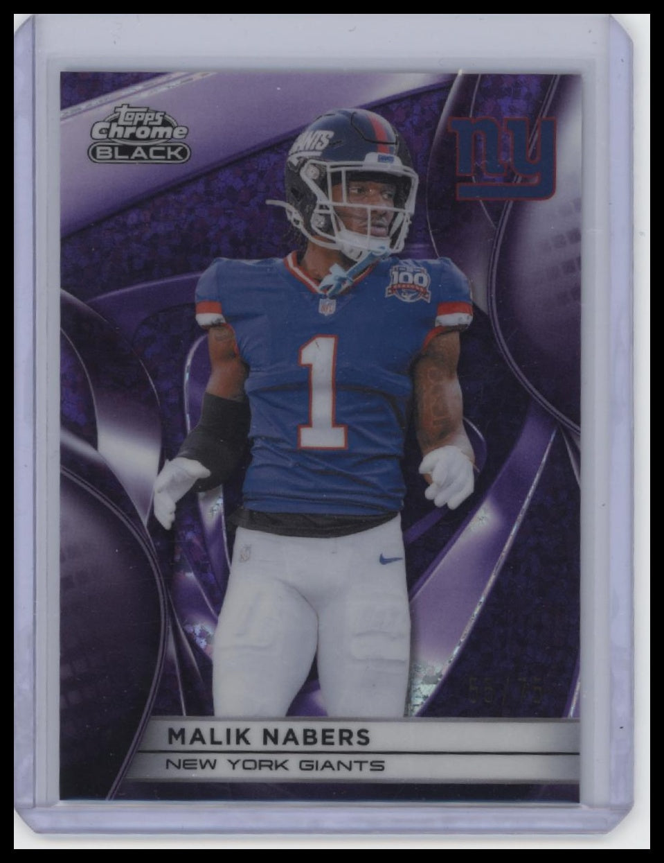 2025 Topps Chrome Black #73 Malik Nabers Purple Refractor #/75