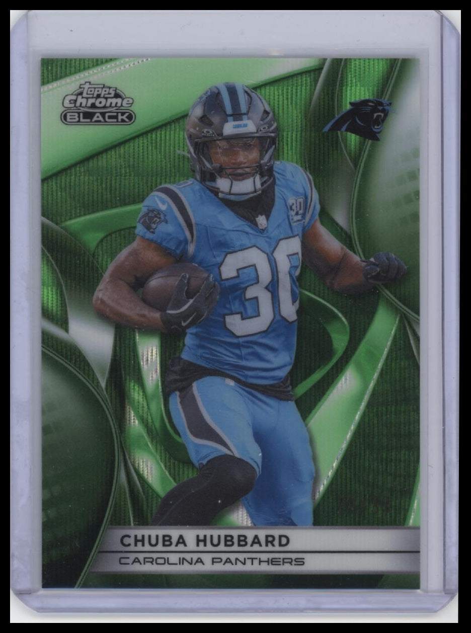 2025 Topps Chrome Black #16 Chuba Hubbard Green Refractor #/99