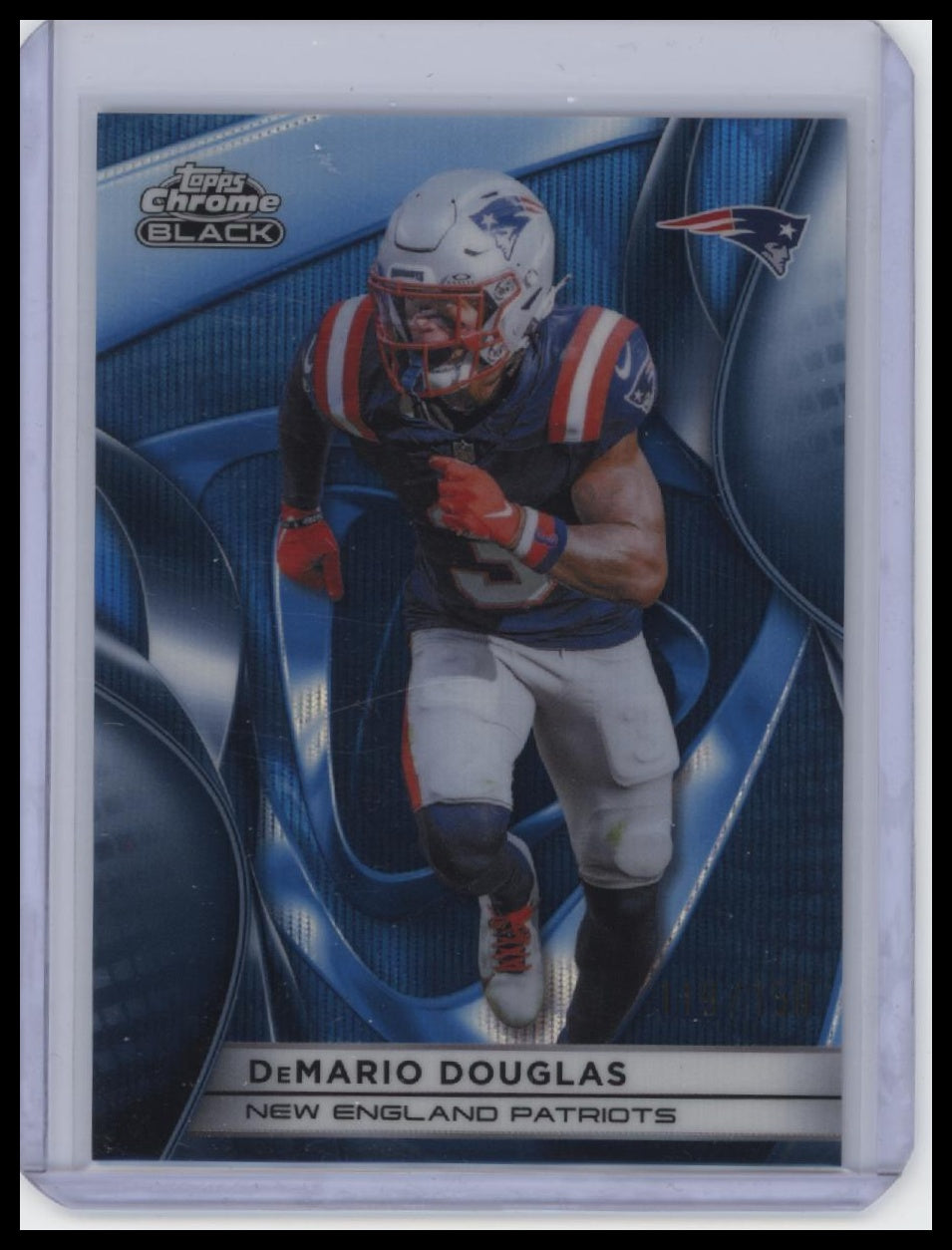 2025 Topps Chrome Black #70 DeMario Douglas Blue Refractor #/150