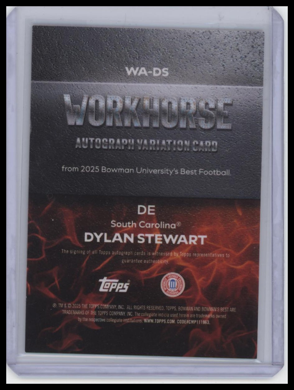 2025 Bowman University Best #WA-DS Dylan Stewart Workhorse Autographs Red #/5