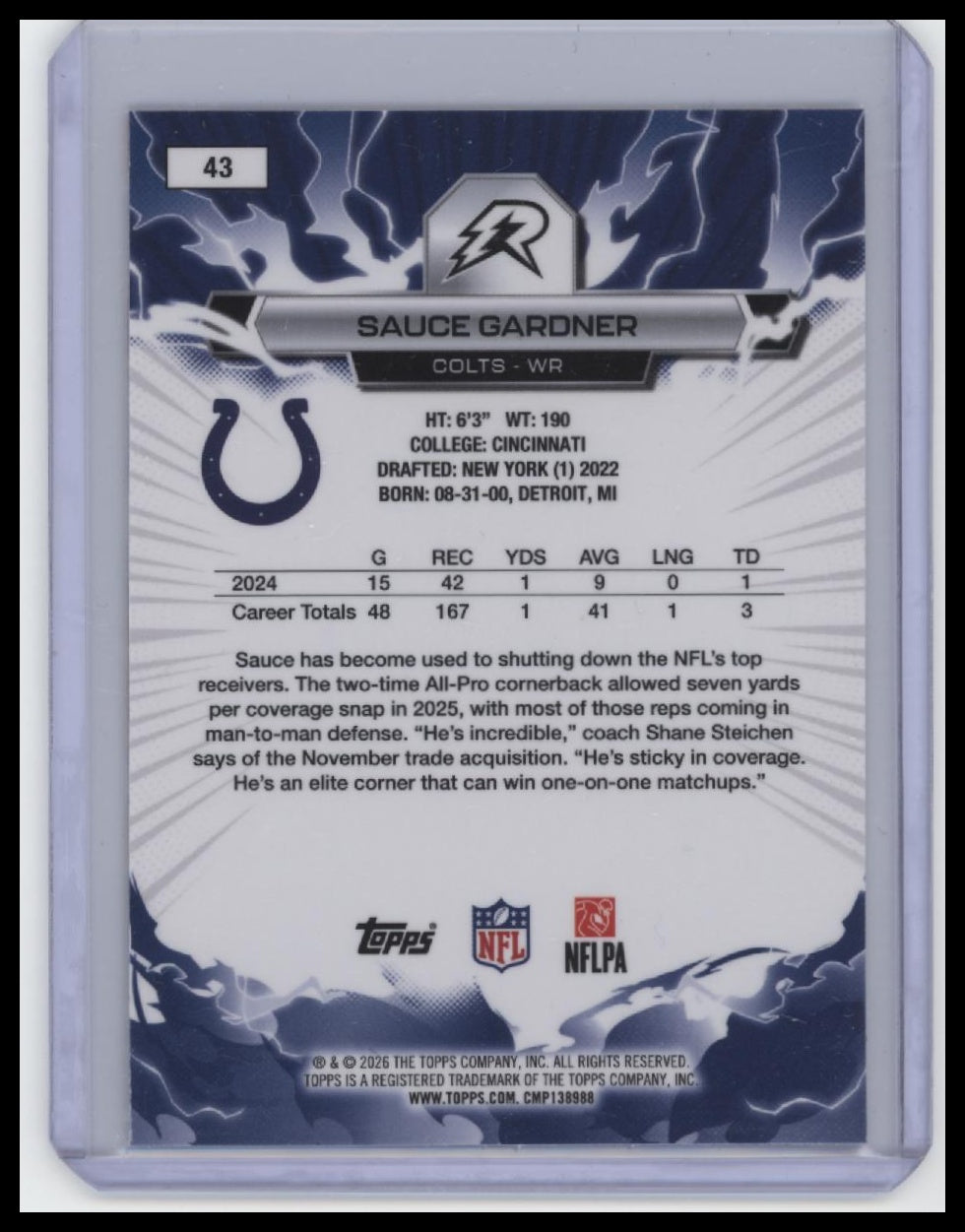 2025 Topps Resurgence #43 Sauce Gardner Blue & Orange Spark Refractor