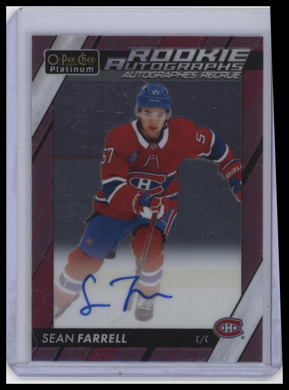 2023-24 O-Pee-Chee Platinum #R-SF Sean Farrell Rookie Autographs Matte Pink
