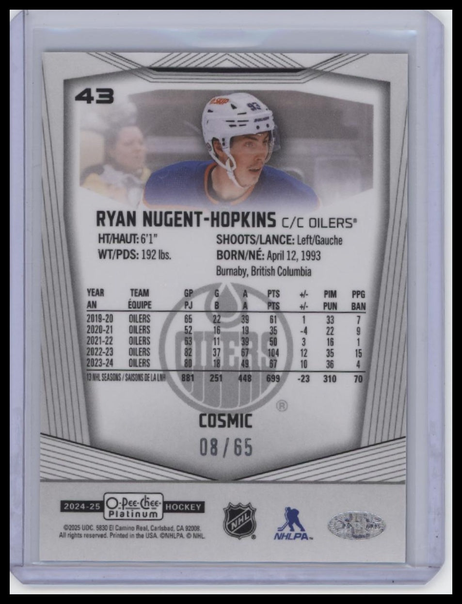 2024-25 O-Pee-Chee Platinum #43 Ryan Nugent-Hopkins Arctic Freeze /99