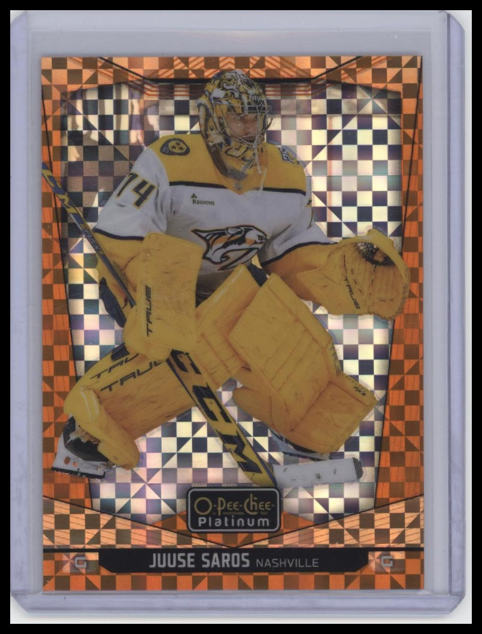 2024-25 O-Pee-Chee Platinum #128 Juuse Saros Orange Checkers /25