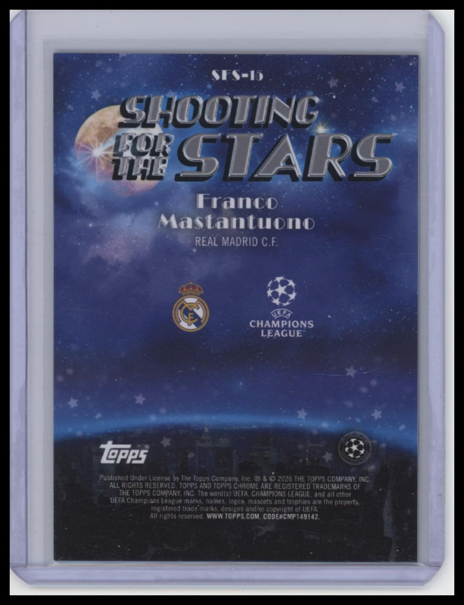 2025-26 Topps Chrome UEFA Club #SFS-15 Franco Mastantuono Shooting for the Stars