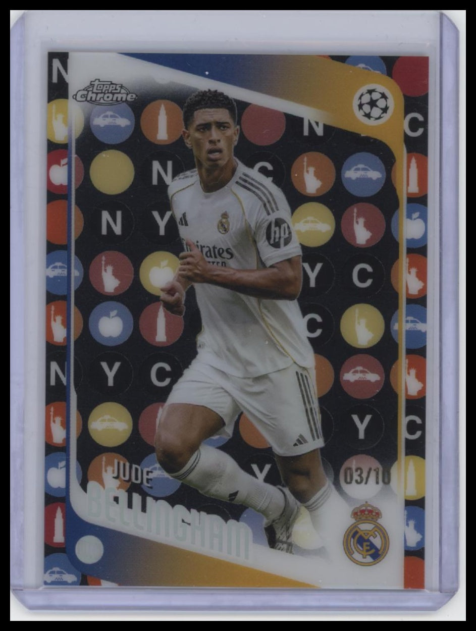 2025-26 Topps Chrome UEFA Club #64 Jude Bellingham Big Apple Black #/10