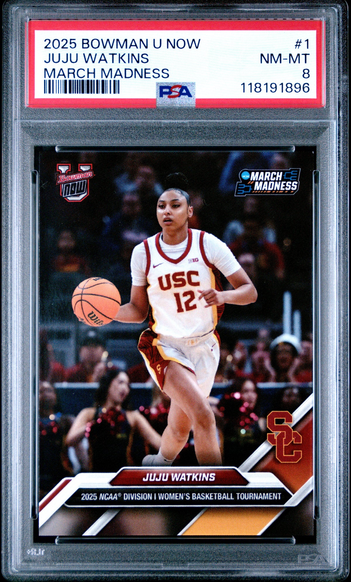 2025 Bowman U Now March Madness #1 Juju Watkins PSA 8