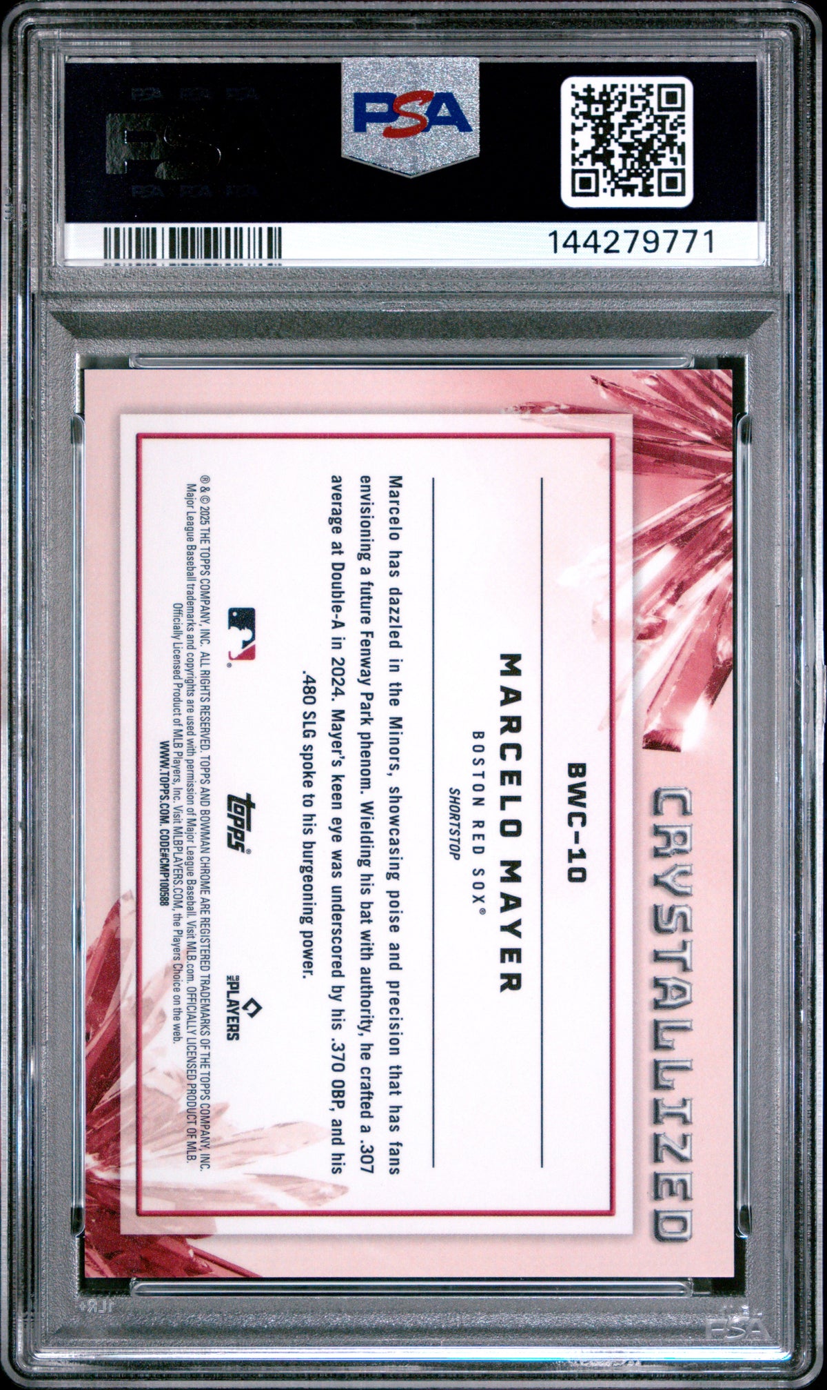2025 Bowman #BWC-10 Marcelo Mayer Crystalized Orange Refractor /25