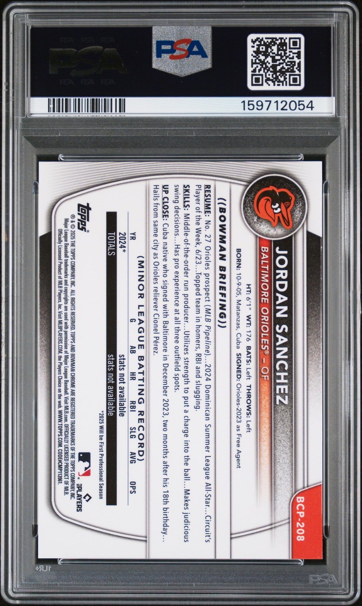2025 Bowman Chrome Prospects #BCP208 Jordan Sanchez /25