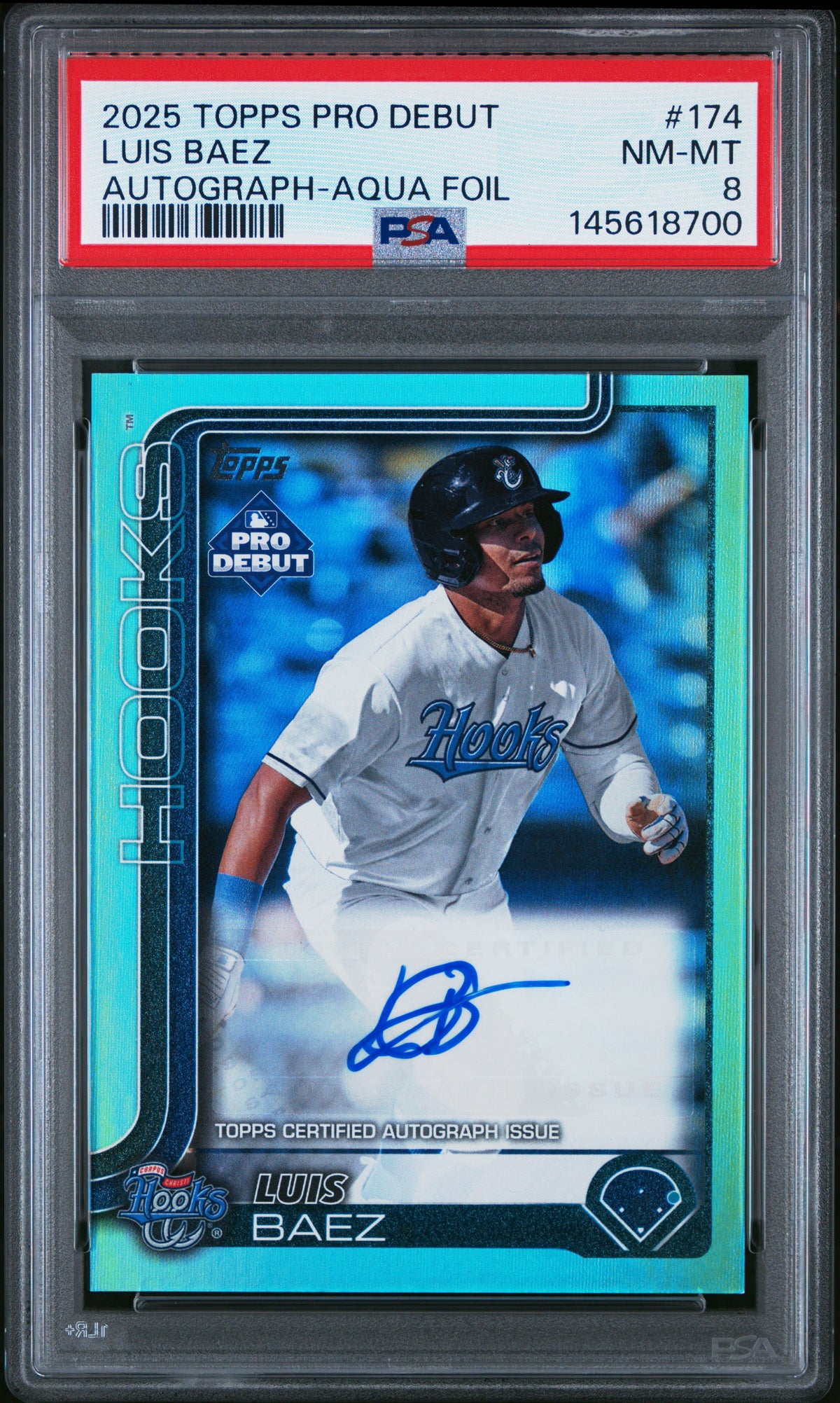 2025 Topps Pro Debut #PD-174 Luis Baez Aqua Foil /75 (RC, AU).