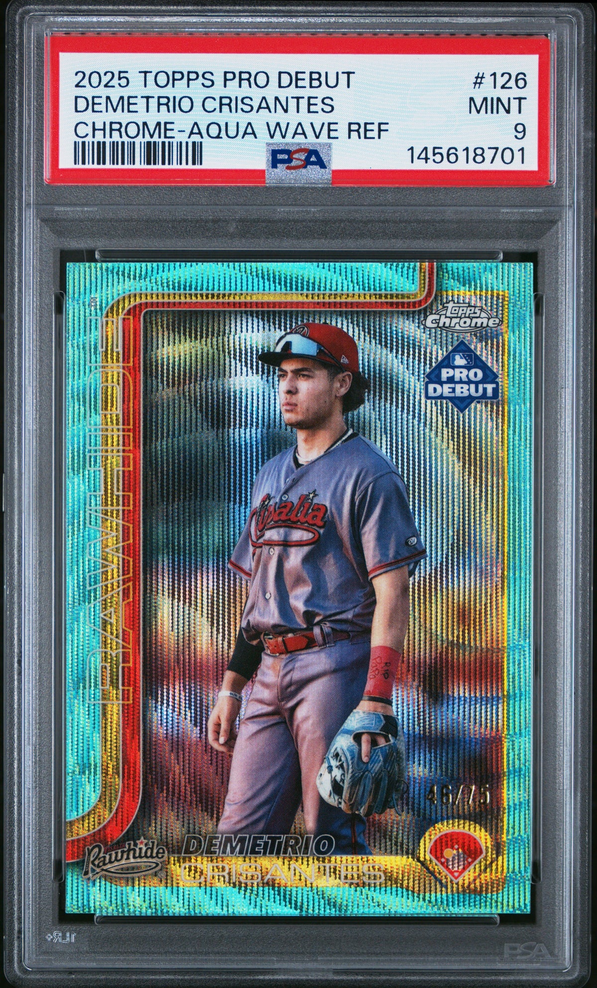 2025 Topps Pro Debut #PDC-126 Demetrio Crisantes Chrome Aqua Wave Refractor /75