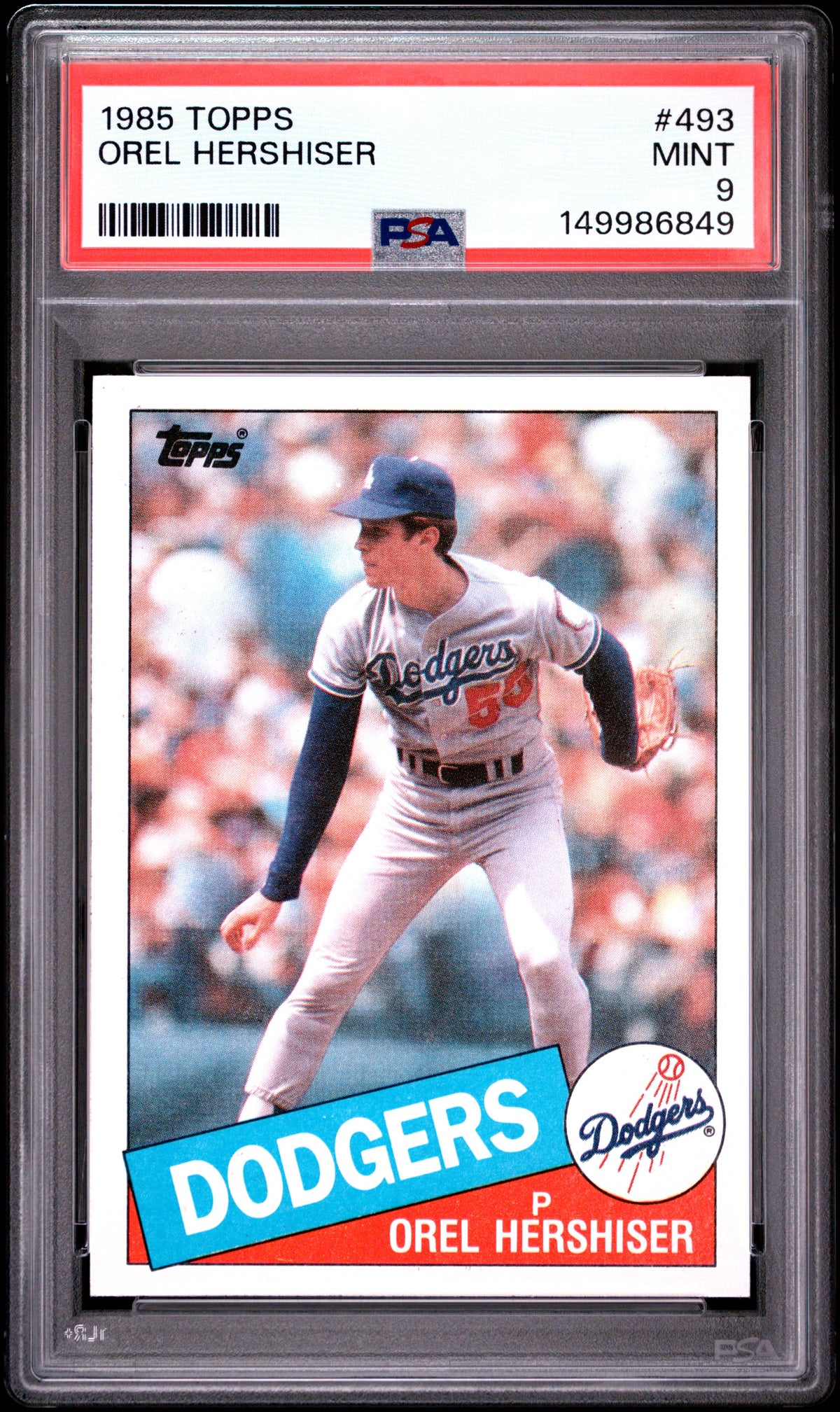 1985 Topps #493 Orel Hershiser PSA 9